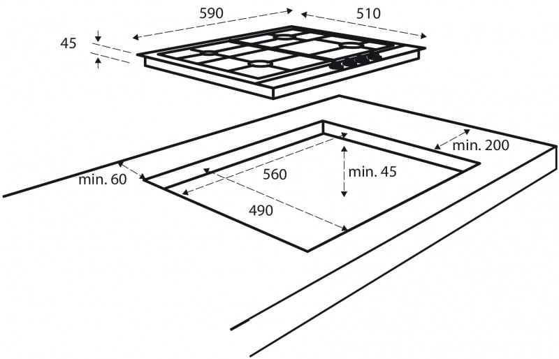 Inventum IKG6023GRVS | Gaskookplaat (59CM) - Afbeelding 3