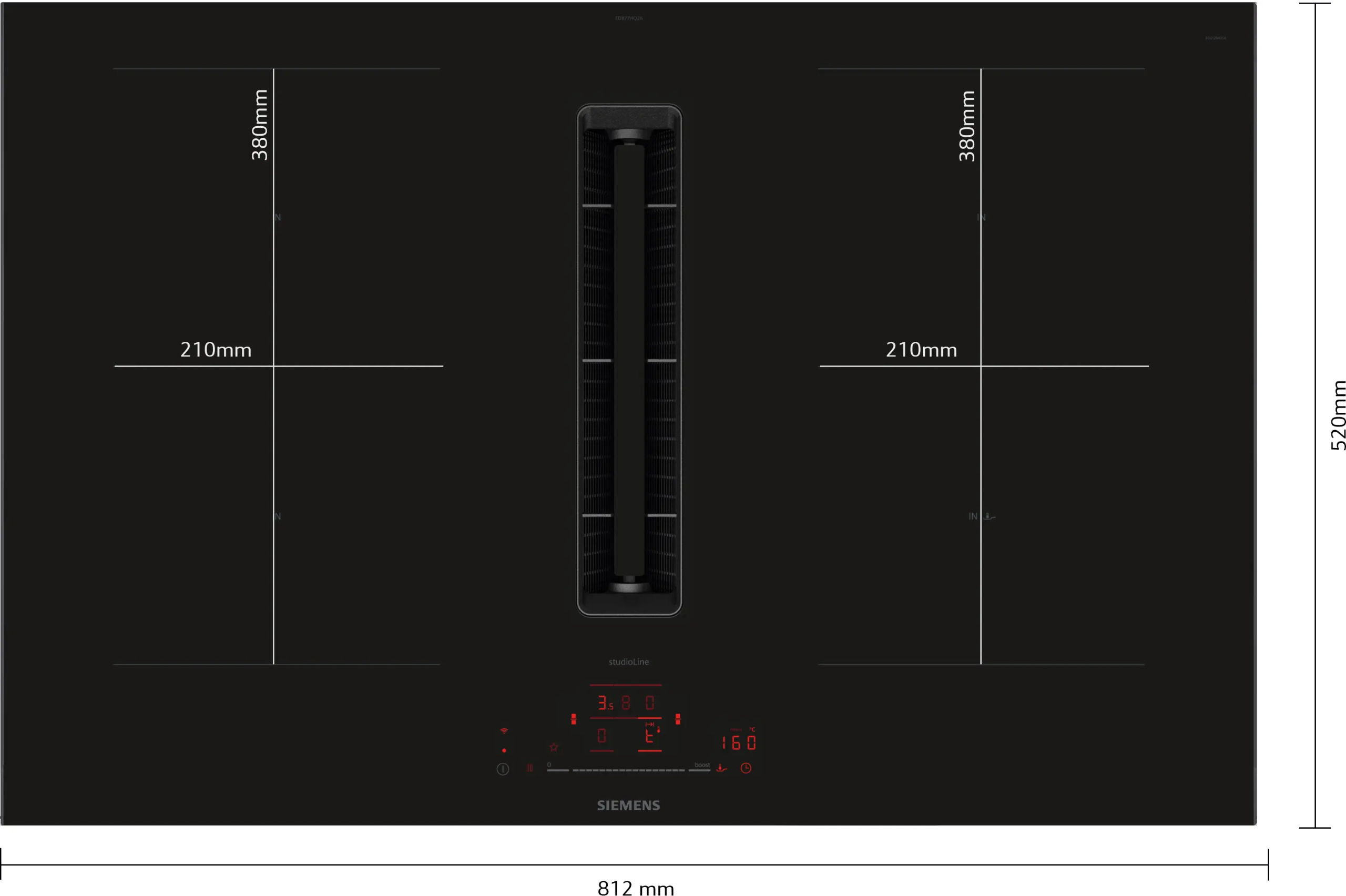 Siemens ED877HQ26E | iQ500 Inductiekookplaat met afzuiging 80 cm opbouwmontage met rand - Afbeelding 2