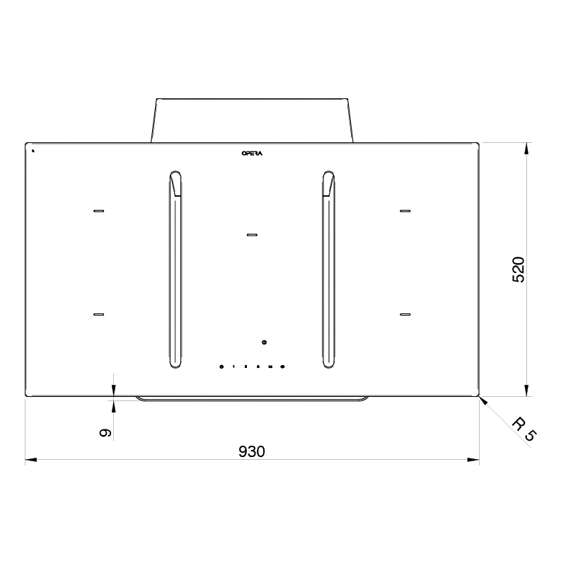 Opera Nivel DNI93C220 | Kookveldafzuiging in 930×520 mm afmeting, met 5 kookzones en technische lade - Recirculatie - Afbeelding 3