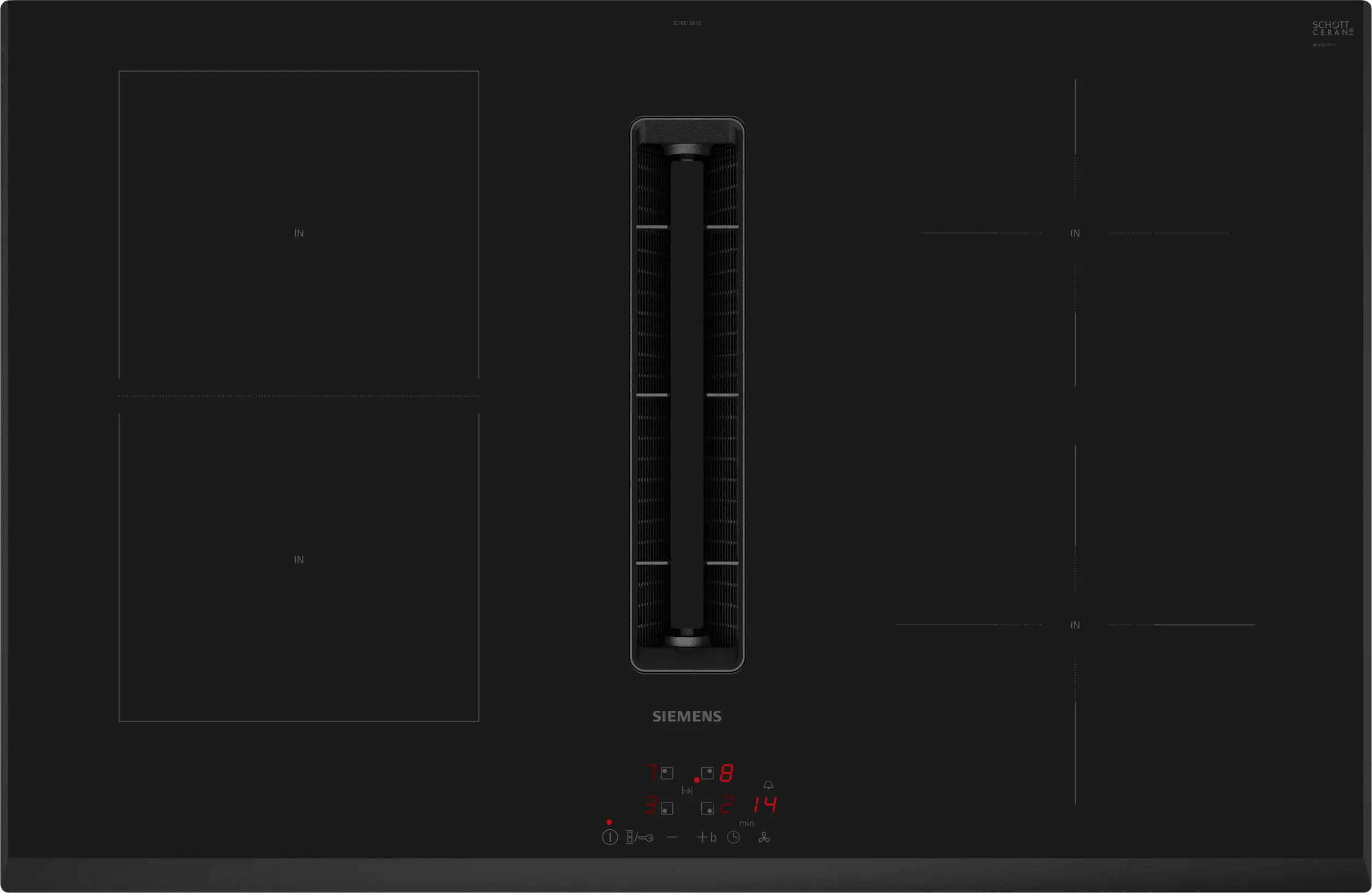 Siemens ED851BS16E iQ300 Inductiekookplaat met afzuiging 80 cm opbouwmontage zonder rand