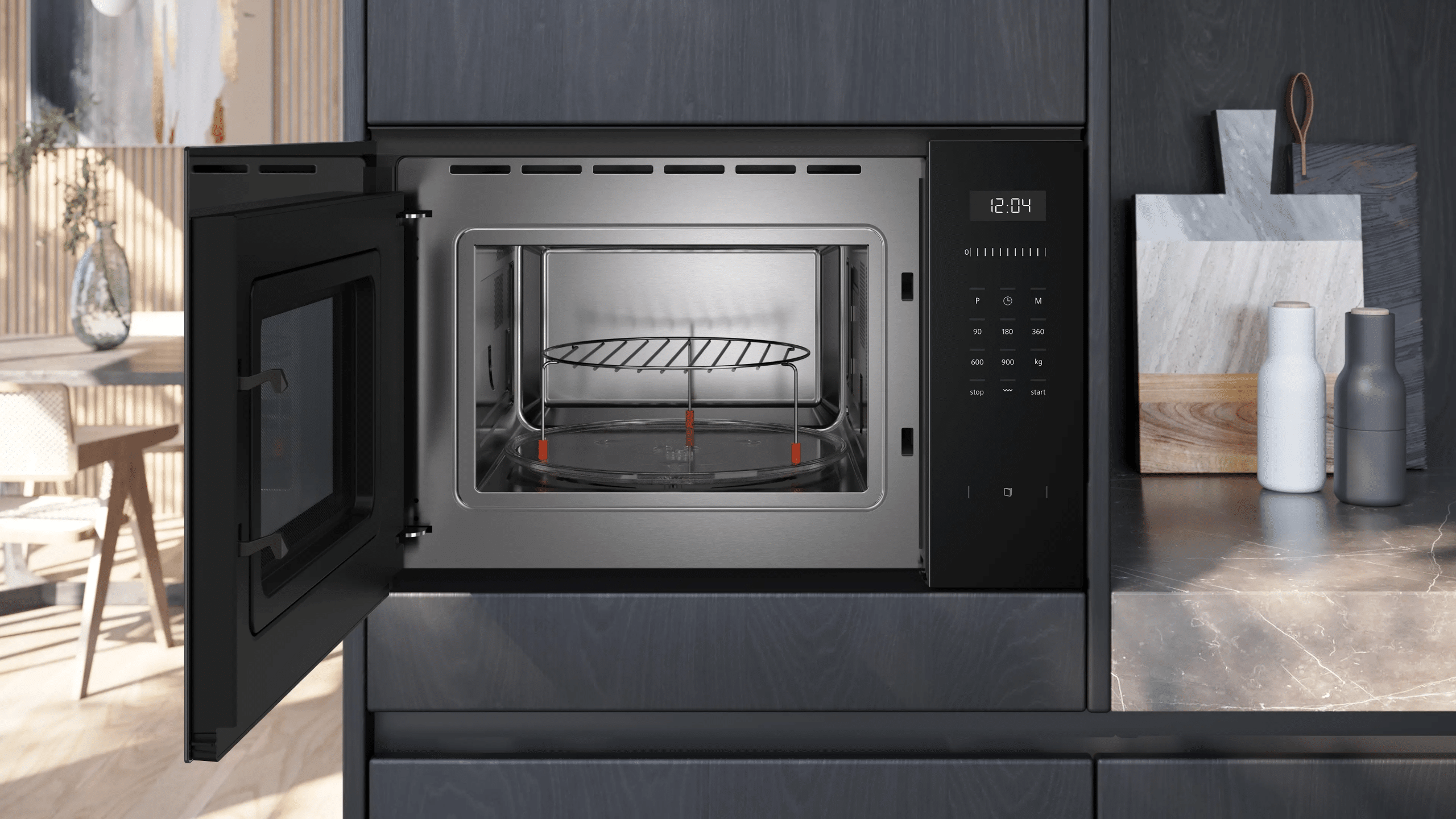 Siemens BE555LMB1 | iQ500 Inbouwmagnetron met grill 59 x 38 cm, zwart - Afbeelding 3