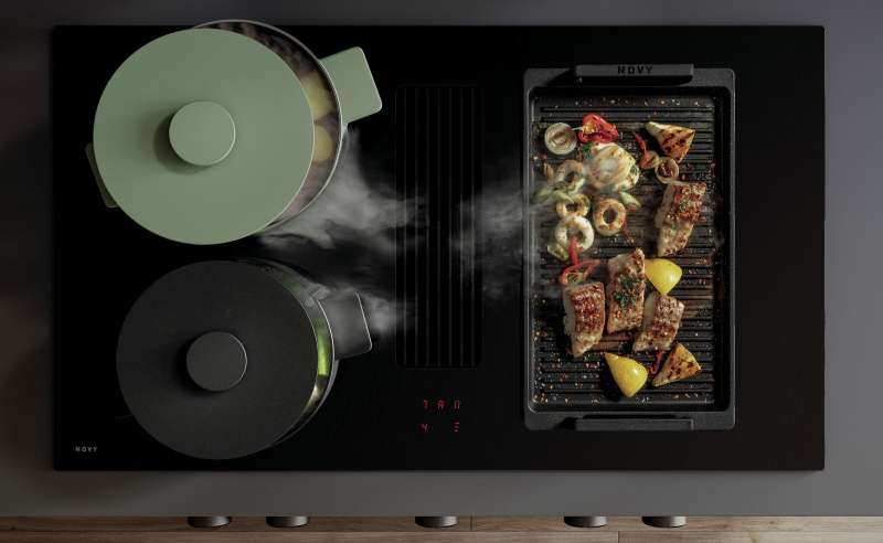 NOVY Easy Pro Prestige 1866 Zwart Ingebouwd 90 cm Inductiekookplaat zones 4 zone(s) Inbouw afzuigkap