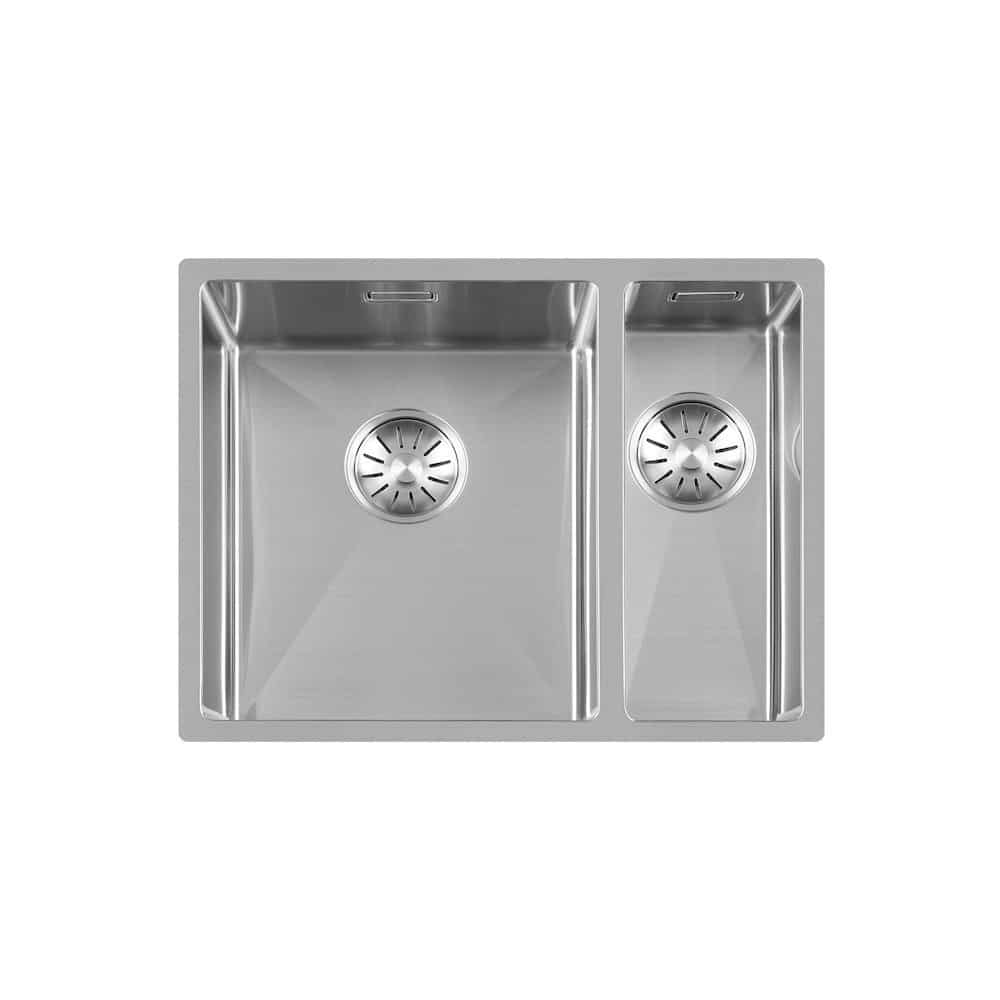 Lorreine 3415R Dubbele RVS spoelbak met ronde plug.