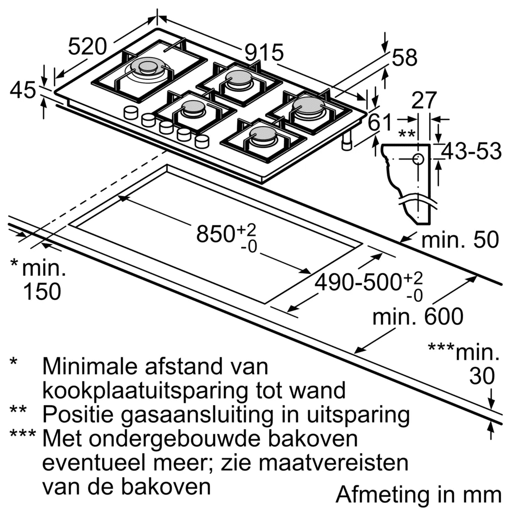 Siemens EP9A6MI40N | iQ500 Gaskookplaat (90CM) - Afbeelding 4