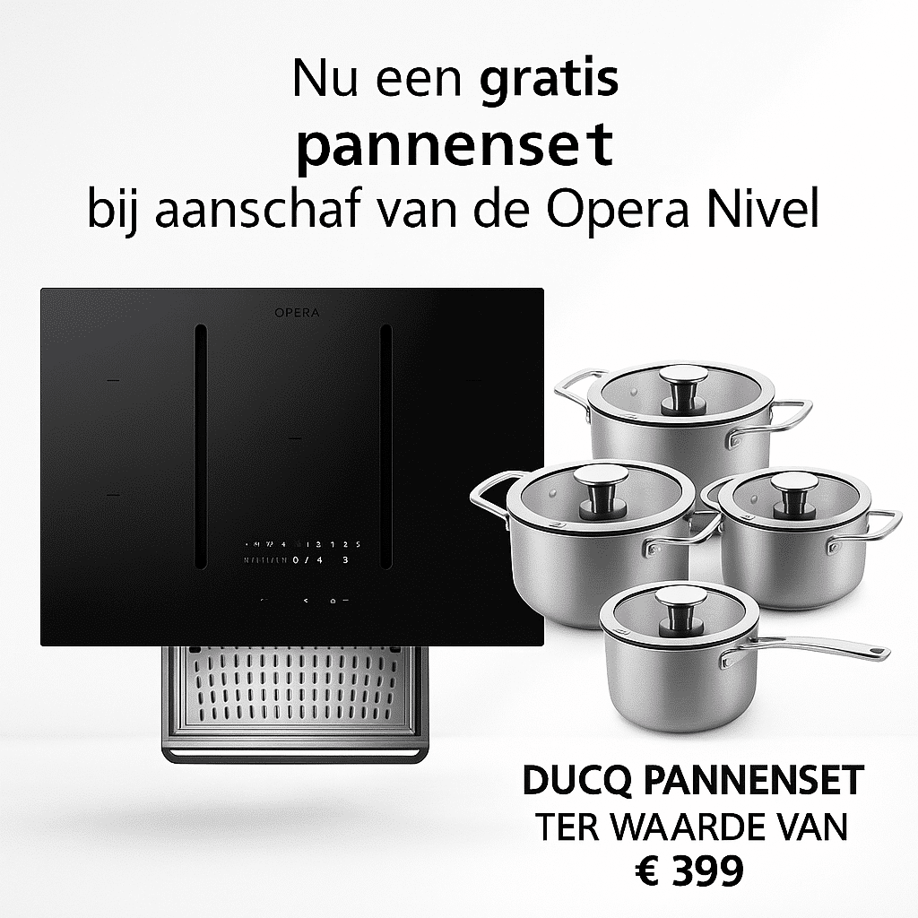 Opera Nivel DNI93C220 | Kookveldafzuiging in 930×520 mm afmeting, met 5 kookzones en technische lade - Recirculatie