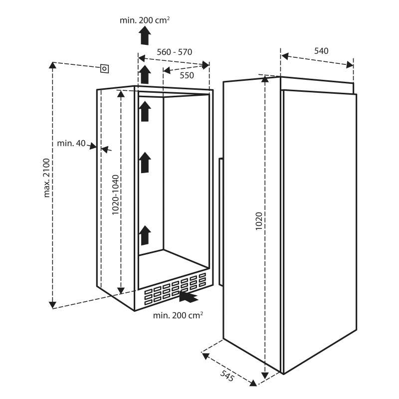 Inventum IKK1021D koelkast Ingebouwd 160 l E Wit - Afbeelding 2