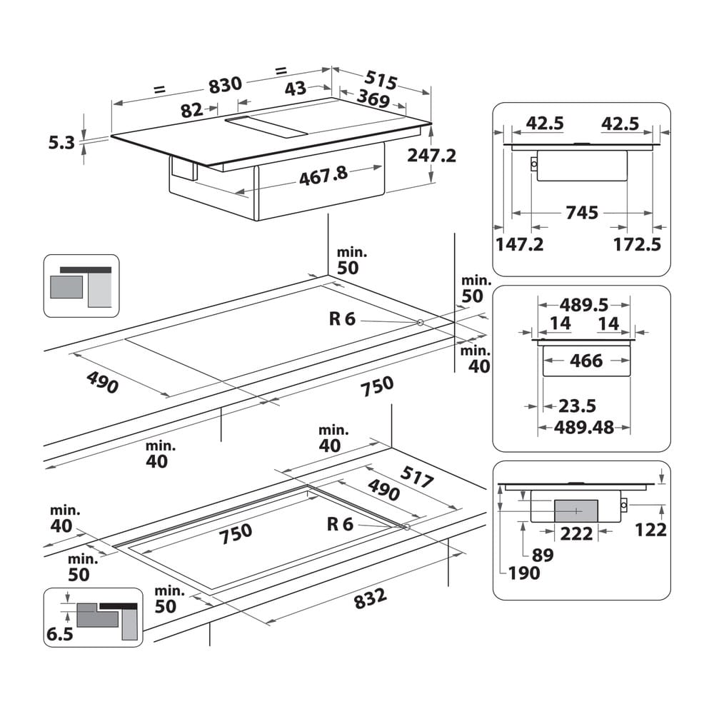 Whirlpool WVHF83BB | Inductiekookplaat | 83 cm | Geïntegreerde afzuiging - Afbeelding 5